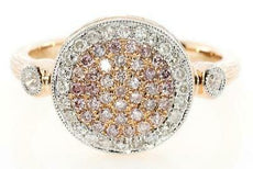 .52CT WHITE & PINK DIAMOND 18KT WHITE & ROSE GOLD 3D CIRCULAR FILGREE PAVE RING