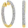 .47CT DIAMOND 14KT YELLOW GOLD 3D 2 ROW PAVE INSIDE OUT HOOP HANGING EARRINGS