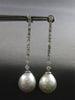 EXTRA LARGE 1.37CT DIAMOND & AAA SOUTH SEA PEARL 18K WHITE GOLD HANGING EARRINGS