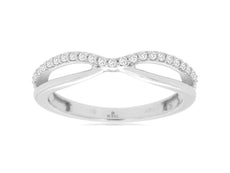 ESTATE .16CT DIAMOND 14KT WHITE GOLD 3D V SHAPE INFINITY FUN RING