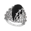 ESTATE LARGE 1.26CT DIAMOND & AAA ONYX 18KT WHITE GOLD 3D ROUND LOVE RING