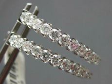 2.07CT DIAMOND 14KT WHITE GOLD 3D CLASSIC 3MM INSIDE OUT HOOP HANGING EARRINGS