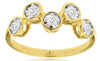 ESTATE .25CT DIAMOND 14KT YELLOW GOLD 3D ROUND 5 STONE BEZEL ZIG ZAG FUN RING