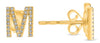 ESTATE .14CT DIAMOND 14KT YELLOW GOLD ROUND CLASSIC M INITIAL STUD FUN EARRINGS