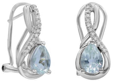 1.29CT DIAMOND & AAA GREEN AMETHYST 14KT WHITE GOLD ROUND & PEAR SHAPE EARRINGS