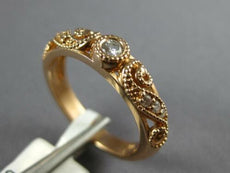 ESTATE .15CT DIAMOND 14KT ROSE GOLD 3D FILIGREE SOLITARE FRIENDSHIP LOVE RING