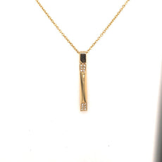 ESTATE .07CT DIAMOND 18KT YELLOW GOLD 3D CLASSIC BAR FUN FLOATING PENDANT