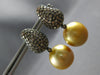 ESTATE LARGE 2.65CT MOCHA DIAMOND & AAA GOLDEN SOUTH SEA PEARL 18KT BLACK GOLD EARRINGS