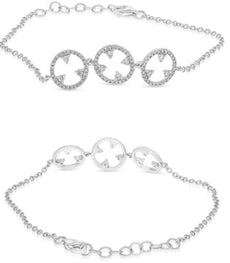 .35CT DIAMOND 14KT WHITE GOLD ROUND PAST PRESENT FUTURE CIRCLE OF LIFE BRACELET