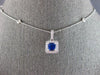 1CT DIAMOND & AAA SAPPHIRE 18KT WHITE GOLD ROUND BY THE YARD SQUARE LOVE PENDANT