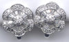1.50CT DIAMOND 14KT WHITE GOLD ROUND & BAGUETTE FLOWER CLIP ON HANGING EARRINGS
