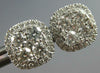 1.29CT DIAMOND 14KT WHITE GOLD CLASSIC ROUND INVISIBLE SQUARE HALO STUD EARRINGS