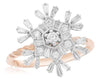 ESTATE .56CT DIAMOND 14KT ROSE GOLD 3D ROUND & BAGUETTE SNOWFLAKE FUN RING