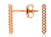 ESTATE .10CT DIAMOND 14KT ROSE GOLD 3D SHARED PRONG ROUND BAR HANGING EARRINGS