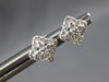 ESTATE .32CT DIAMOND 14KT WHITE GOLD 3D CLUSTER SQUARE FLOWER STUD EARRINGS