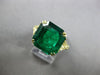 LARGE 7.81CT YELLOW DIAMOND AAA COLOMBIAN EMERALD 18KT YELLOW GOLD PLATINUM RING