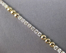 2.22CT DIAMOND 14KT 2 TONE GOLD ROUND PAST PRESENT FUTURE BEADED TENNIS BRACELET
