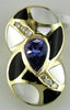 .85CT DIAMOND & AAA TANZANITE & ONYX & MOTHER OF PEARL 14KT YELLOW GOLD PENDANT