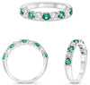 1.0CT DIAMOND & AAA EMERALD 14KT WHITE GOLD 3D ROUND 9 STONE LUCIDA WEDDING RING