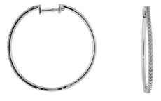 ESTATE .35CT DIAMOND 14KT WHITE GOLD 3D CLASSIC ROUND HOOP HANGING EARRINGS