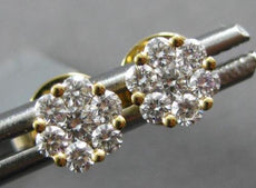 ESTATE .38CT DIAMOND 18KT YELLOW GOLD 3D CLASSIC FLOWER INVISIBLE STUD EARRINGS