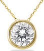 .75CT DIAMOND 14KT YELLOW GOLD 3D CLASSIC ROUND BEZEL SOLITAIRE FLOATING PENDANT