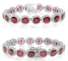 20.38CT DIAMOND & AAA RUBY 18KT WHITE GOLD 3D OVAL & ROUND MULTI FLORAL BRACELET
