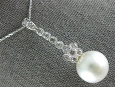 .62CT DIAMOND & AAA SOUTH SEA PEARL 14KT WHITE GOLD 3D FLOWER FLOATING PENDANT