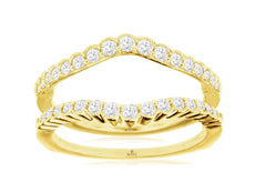 .50CT DIAMOND 14KT YELLOW GOLD FILIGREE V SHAPE INSERT WEDDING ANNIVERSARY RING