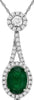1.43CT DIAMOND AAA EMERALD 14KT WHITE GOLD OVAL HEART TEAR DROP FLOATING PENDANT