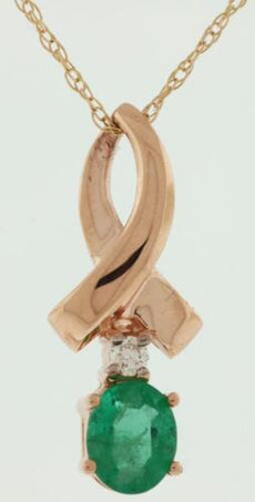 .43CT DIAMOND & AAA EMERALD 14K ROSE GOLD OVAL & ROUND INFINITY FLOATING PENDANT