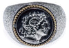 ESTATE HANDCRAFTED 18KT YELLOW GOLD & SILVER ROMAN SOLDIER FILIGREE 3D FUN RING