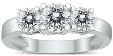 1.5CT DIAMOND 14KT WHITE GOLD 3D CLASSIC ROUND 3 STONE PAST PRESENT FUTURE RING