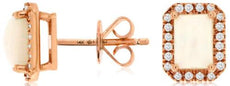 1.60CT DIAMOND & AAA OPAL 14KT ROSE GOLD 3D SQUARE HALO OCTAGON STUD EARRINGS