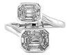 ESTATE LARGE 1.03CT DIAMOND 18KT WHITE GOLD BAGUETTE BEZEL CRISS CROSS LOVE RING