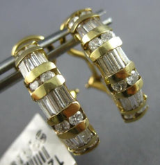 1.0CT DIAMOND 14KT YELLOW GOLD ROUND & BAGUETTE CHANNEL CLIP ON HANGING EARRINGS