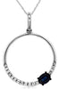 .32CT DIAMOND & AAA SAPPHIRE 14KT WHITE GOLD OVAL & ROUND CIRCLE OF LIFE PENDANT