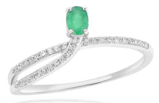 .27CT DIAMOND & AAA EMERALD 14KT WHITE GOLD OVAL & ROUND CRISS CROSS SNAKE RING