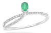.27CT DIAMOND & AAA EMERALD 14KT WHITE GOLD OVAL & ROUND CRISS CROSS SNAKE RING