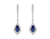 .62CT DIAMOND & AAA TANZANITE 14K WHITE GOLD PEAR SHAPE & ROUND HANGING EARRINGS