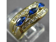 .67CT DIAMOND & AAA SAPPHIRE 14K YELLOW GOLD 3D MARQUISE & ROUND FUN RING #27774