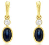 .65CT DIAMOND & AAA SAPPHIRE 14KT YELLOW GOLD 3D OVAL & ROUND HANGING EARRINGS