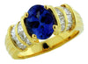 ESTATE LARGE 2.85CT DIAMOND & AAA TANZANITE 14KT YELLOW GOLD 3D ENGAGEMENT RING