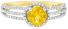 ESTATE 1.11CT DIAMOND & AAA CITRINE 14KT 2 TTONE GOLD ROUND HALO FLOWER FUN RING