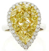2.38CT WHITE & FANCY YELLOW DIAMOND 18K 2 TONE GOLD MULTI SHAPE CLUSTER FUN RING