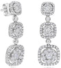 2.17CT DIAMOND 14KT WHITE GOLD MULTI FLOWER PAST PRESENT FUTURE HANGING EARRINGS
