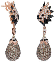 ESTATE 4.48CT MULTI COLOR DIAMOND 14KT ROSE GOLD TEAR DROP FUN HANGING EARRINGS