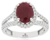 3.07CT DIAMOND & AAA RUBY 14KT WHITE GOLD 3D OVAL & ROUND HALO ENGAGEMENT RING