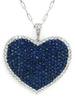 LARGE 6.12CT DIAMOND & AAA SAPPHIRE 18KT WHITE GOLD HEART SHAPE FLOATING PENDANT