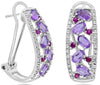 2.60CT DIAMOND & AAA RUBY & AMETHYST 14K WHITE GOLD 3D OVAL & ROUND FUN EARRINGS